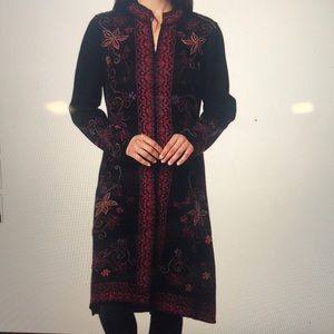 Baby Alpaca Embroidered Cardigan Coat